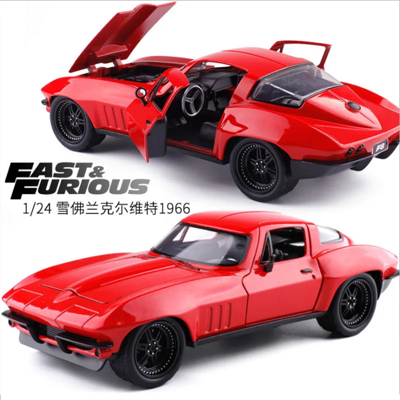 

1:24 Scale Metal Alloy Advanced Car Diecast Model Fast and Furious F8 Chevrolet Corvette 1966 Toy Collection F Collection Gift
