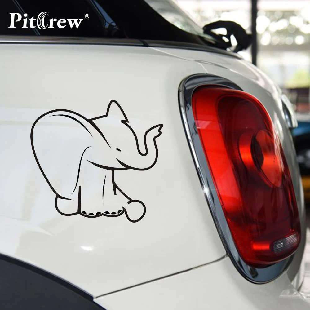 1PC 15*14cm Cool Cute Elephant Animals Car Stickers Reflective Vinyl