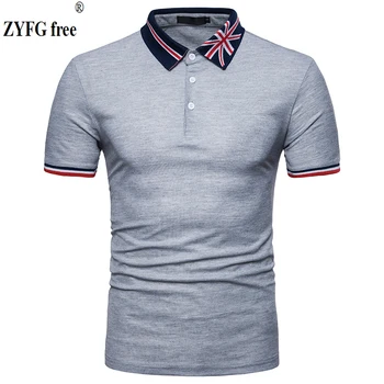 

2018 New Tops brand slim polo shirt Male Casual style summer Flag pattern Short Sleeve POLO shirt dress men EU/US large size