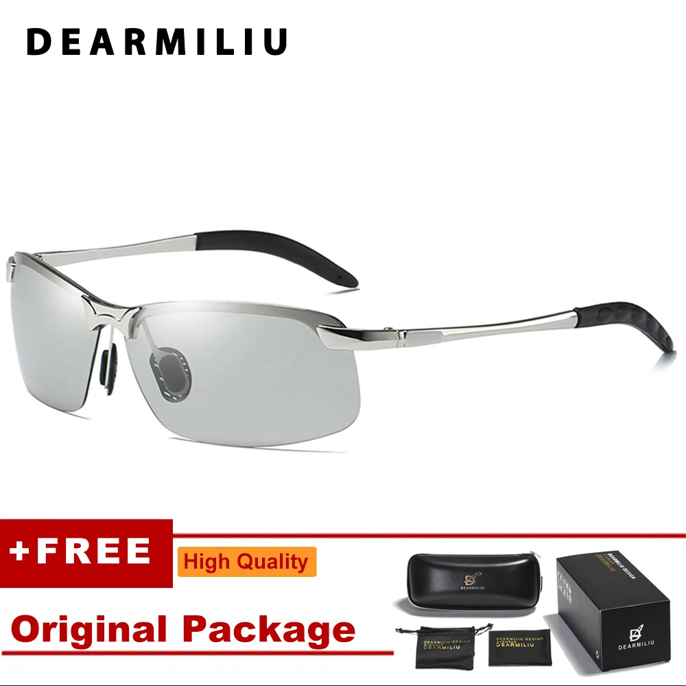DEARMILIU мужские фотохромные поляризованные солнцезащитные очки и Ночные очки для вождения Аксессуары Солнцезащитные очки UV400 для мужчин - Цвет линз: Silver 3