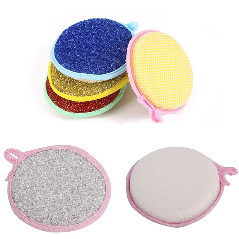 Popular Vogue Round Kitchen Sponge Dish Pots Scrubber Pad Washing