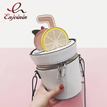 2017 lustige nette mode sommer lemon tee weißen eimer tasche damen schultertasche crossbody umhängetasche weibliche handtasche handtasche