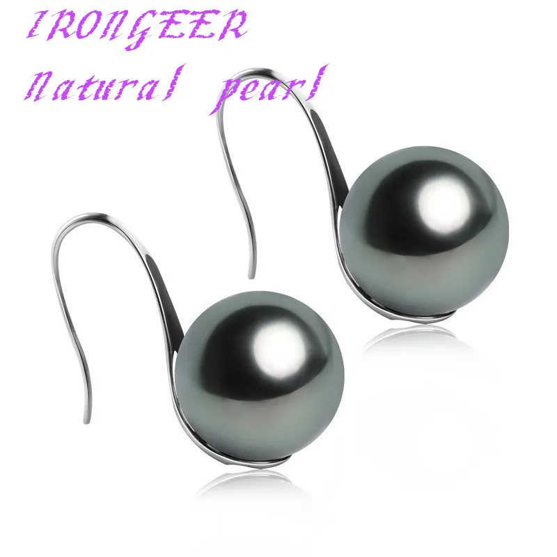 

S925 Sterling silver Earrings 8-9mm Perfect round Natural shell pearl Drop Earrings Fashion jewelry For women Free shipping