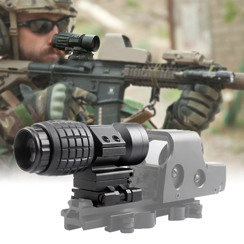 3x Magnifier Scope Compact Tactical Sight With Flip To 20mm Airsoft