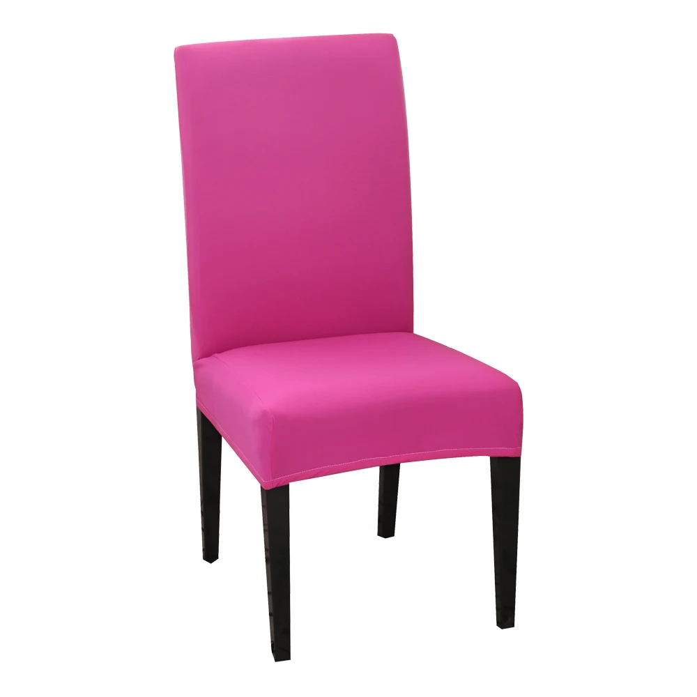 10 шт сплошной цвет чехол для кресла спандекс эластичные Чехлы чехлы на стулья белый для столовой Банкетный отель кухня - Цвет: rose red