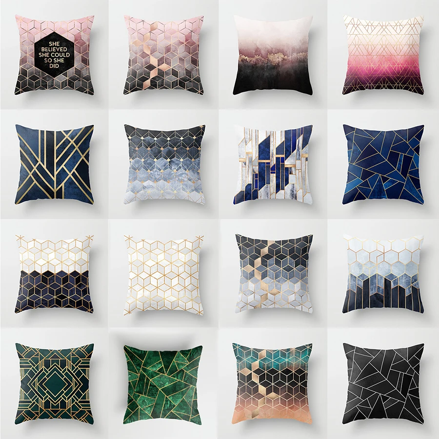 

Marbled Geometric Scenery Cushion Cover English Alphabet Letter Pillow Cases 45*45cm Nordic Home Decor for Car Sofa Living Room