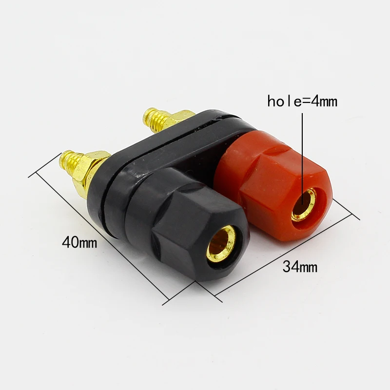 2 Pairs Banana Terminal Binding Post Gold Plated Audio Cable Connector Amplifier Terminal Banana Speaker Plug Jack (Small-Long)