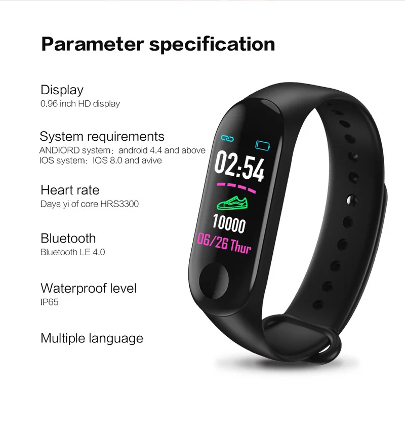 M3 Plus Смарт часы 0,96 дюймов экран кровяное давление монитор сердечного ритма спортивный браслет для фитнеса браслет для IOS Android