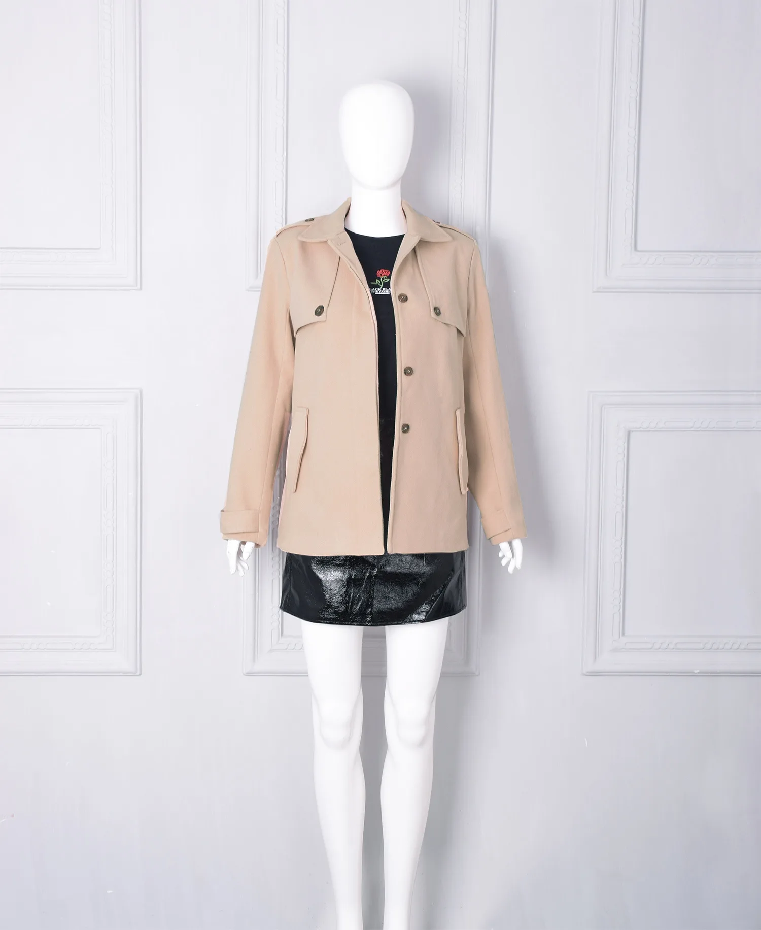 Negotiator Zhu Xudan Shang Bichen Slim and Slim In Spring 2019 Turn-down Collar Single Breasted Jackets Coat Woman