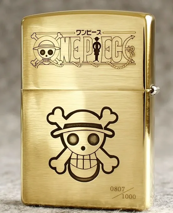 One Piece Luffy lighter Zippo Genuine copper double engraved with box