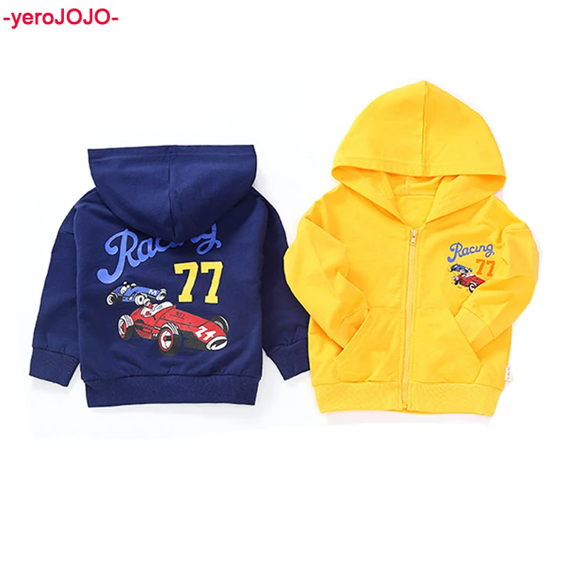 

Kids Jacket 2019 Spring Autumn Boys Cotton Hooded Jackets Girls Cartoon Racing Print Outerwear Boys Girls Jacket Children Coat