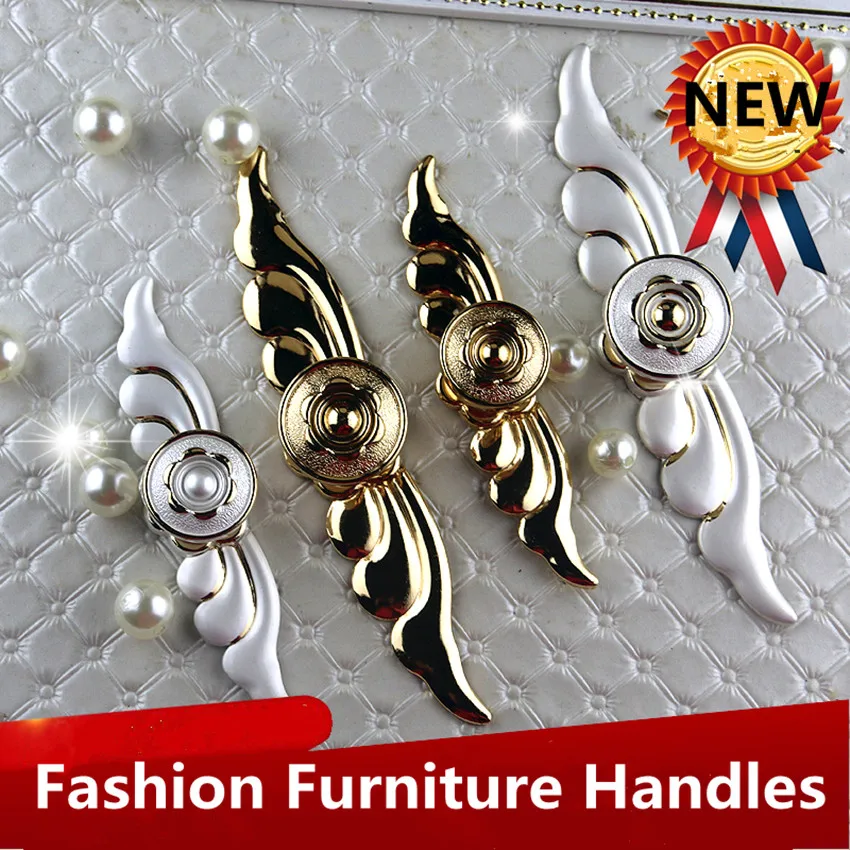 Best Modern simple fashion gold and silver knobs with backplane dresser kitchen cabinet tv table pulls knobs creative gold handles