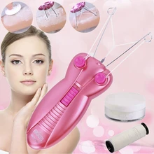 Розовая бабочка дизайн триммер бритва Леди лицо тела хлопок нить Defeather эпилятор для удаления волос на лице бритва машина портативная