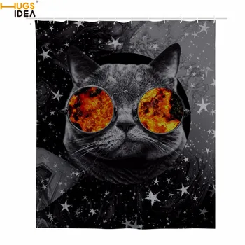 

HUGSIDEA Galaxy Cat Printed Shower Curtain Waterproof Polyester Fabric Bath Curtain For The Bathroom Decorate Blackout Cloth
