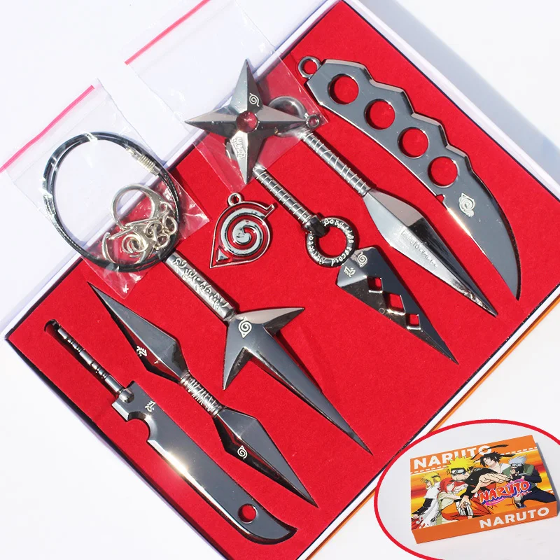 Prezzo 7 pz set Naruto Hatake Kakashi Deidara Kunai Shuriken Figura Armi Giocattoli Cosplay del Giocattolo di 2.5 13 cm Con La Scatola