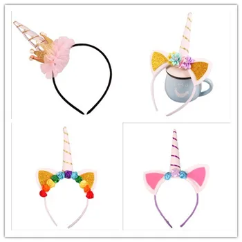 

Fashion Unicorn Horn with Chiffon Unicorn Headband Glitter Hairband Easter Bonus For DIY Hair Decorative Accessoriess For Party