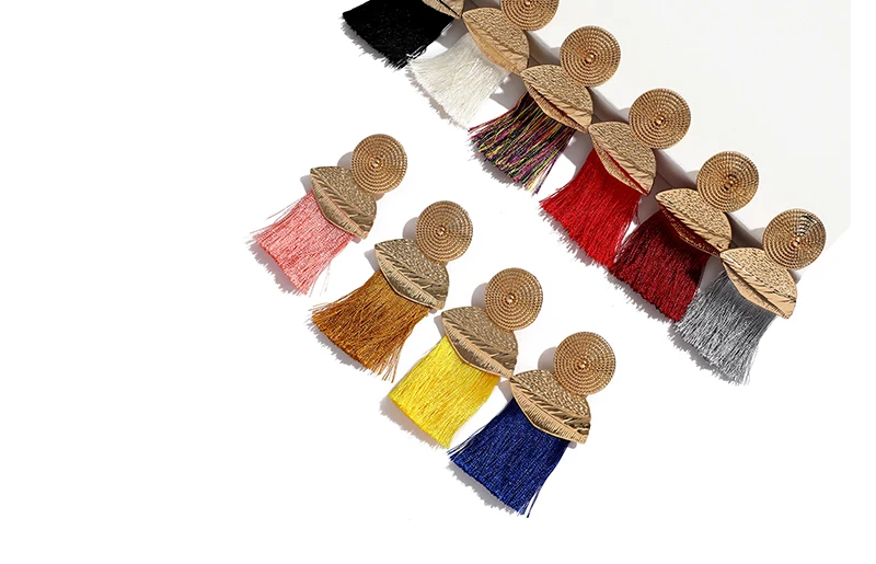 BTSETS Long Drop Earrings For Women Gold Color Ethnic Tassel Dangle Statement Earrings Boho Hanging Wedding Indian Earrings (5)