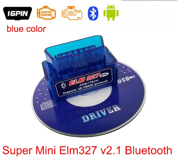 Супер Мини ELM327 Bluetooth сканер V2.1 elm 327 OBD2 OBDII протокол автомобильный диагностический инструмент ELM 327 для Android/Symbian - Цвет: Blue v2.1 elm327