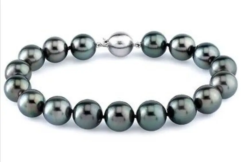 

elegant 10-11mm tahitian black pearl bracelet 7.5-8inch