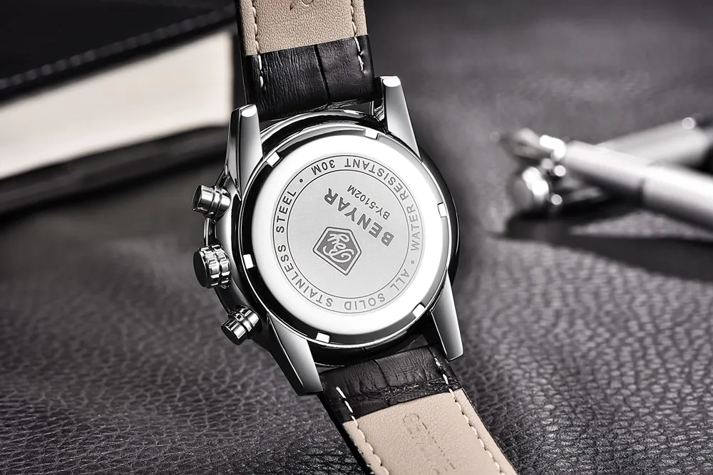 BENYAR спортивные мужские часы лучший бренд класса люкс мужские кожаные водонепроницаемые кварцевые военные часы с хронографом мужские часы relogio masculino