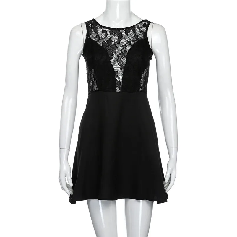 2018 Fashion summer dress women beach dress Casual Backless Prom Cocktail Lace Short party Mini Dress vestido de festa J27#N (7)