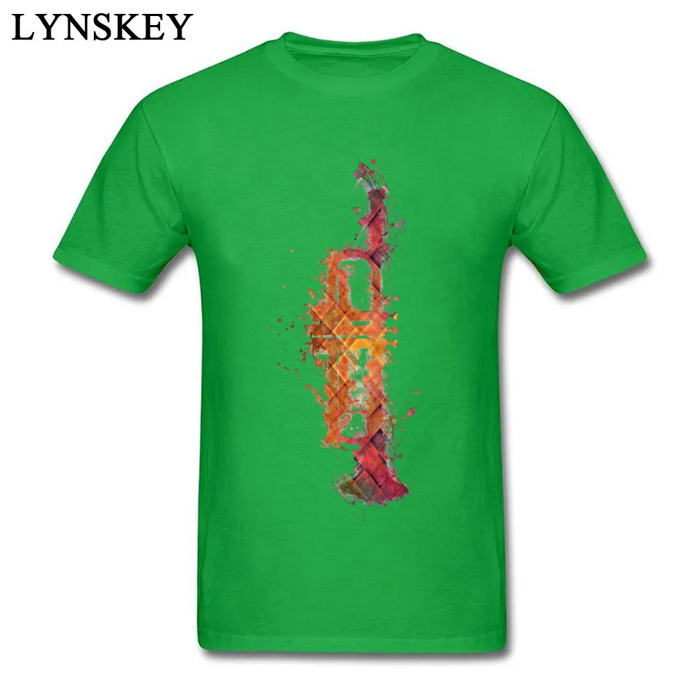 Discount Cool Summer Fall Trumpet Short Sleeve T Shirts All Cotton Round Neck Mens Tops Tees Classic Tee-Shirt Top Quality Trumpet green