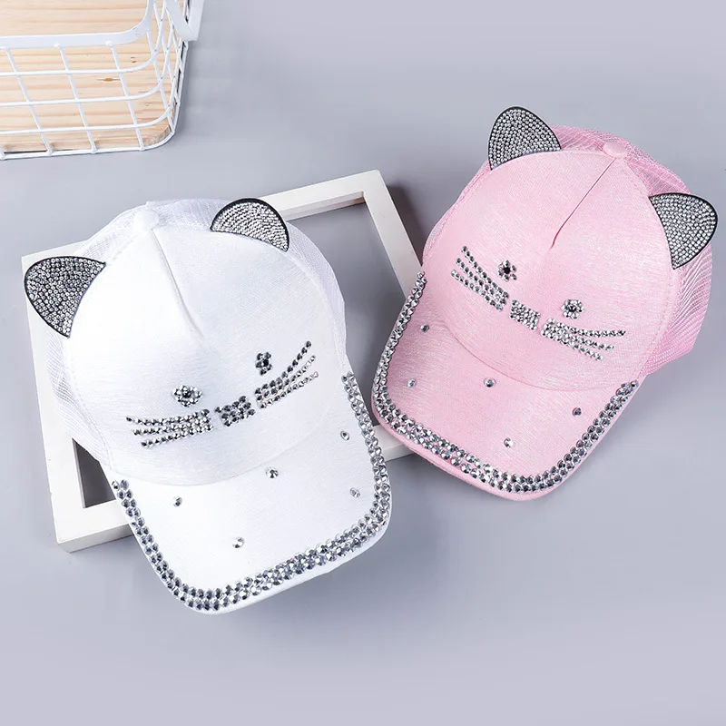 

Creative hat for spring Men and women personality hat eaves with diamond baseball cap sunshade net hat tide women summer hats