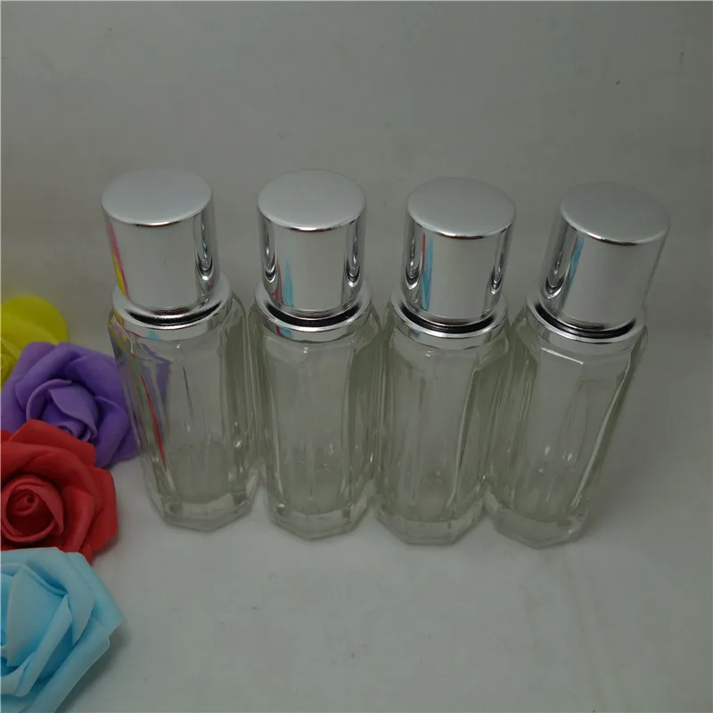 1pcs25ML мини многоугольник glassperfume бутылка может befilled с косметический чехол Пластик Кепки с анодированной отделкой Алюминий сопла