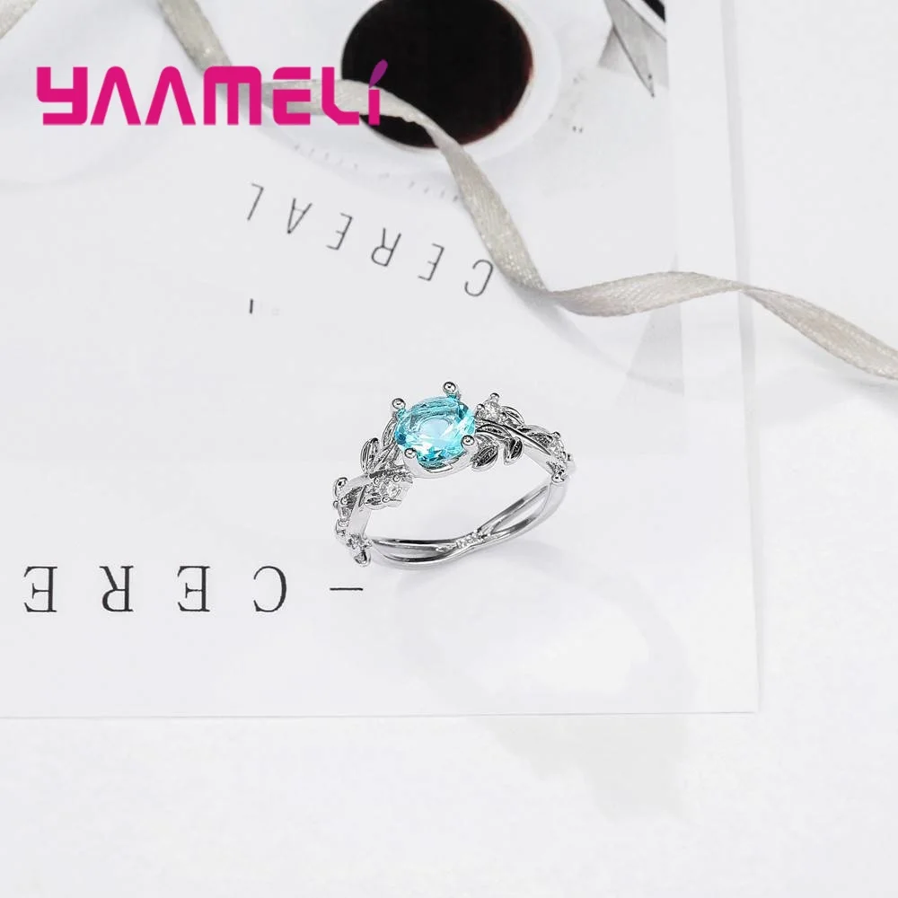 AAA класс Синий Циркон Кольца для женщин 925 ювелирные изделия серебро австрийский кристалл кольцо для женщин красивые ювелирные изделия подарок для влюбленных