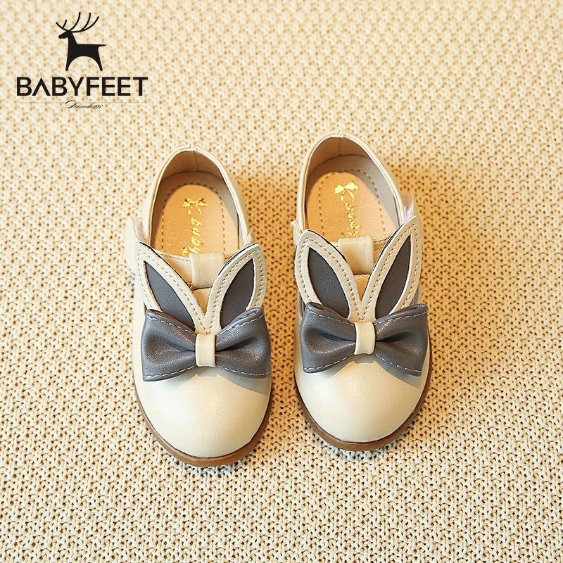 2017 Babyfeet Princess shoes Party shoes for girl infant kids PU Leather Children shoes Rabbit ears bow toddler girl dress shoes babyfeet newborn baby boy shoes toddler sandals leather non slip kids shoes 0 1 years old boy girl children infant infantile