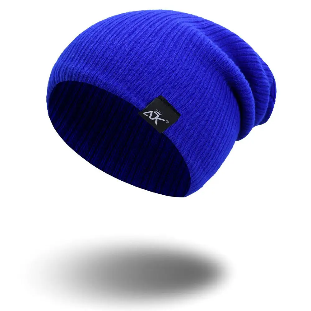 COKK, вязаная шапка, женская шапка, зимняя, мужская, Skullies Beanies, теплая, повседневная, громоздкая шапка, вязаная крючком, шапка, женская, мешковатая шапка, дешево - Цвет: Синий