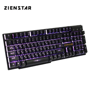 

ZIENSTAR Russian Letter Game Keyboard with Three Colors Backlit , Similar Mechanical Feel, USB Cable
