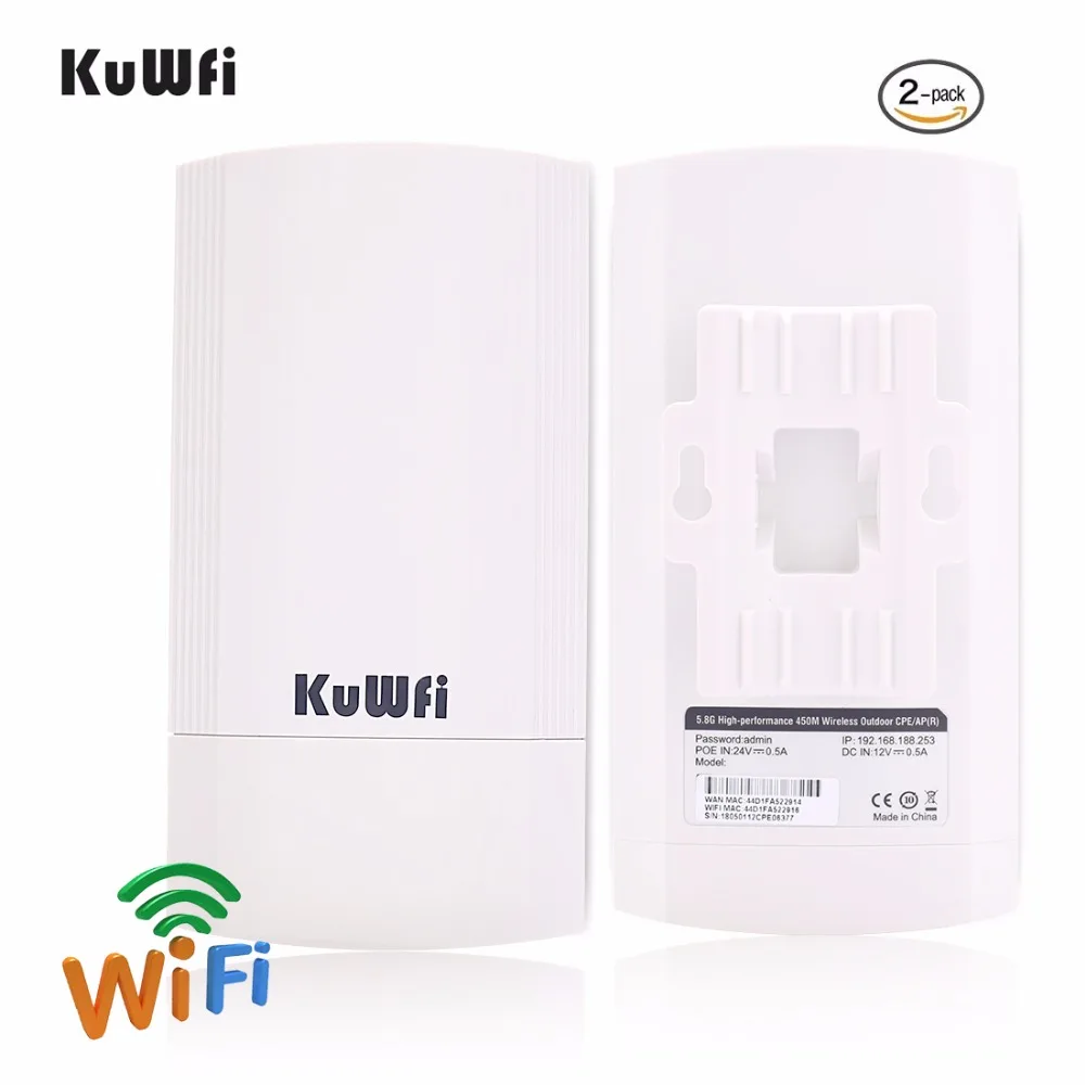 

2 Pack 5G High Power Outdoor 450Mbps 2KM p2p Wireless CPE Bridge Router Solution for PTP, PTMP application (WDS) With LED Displa