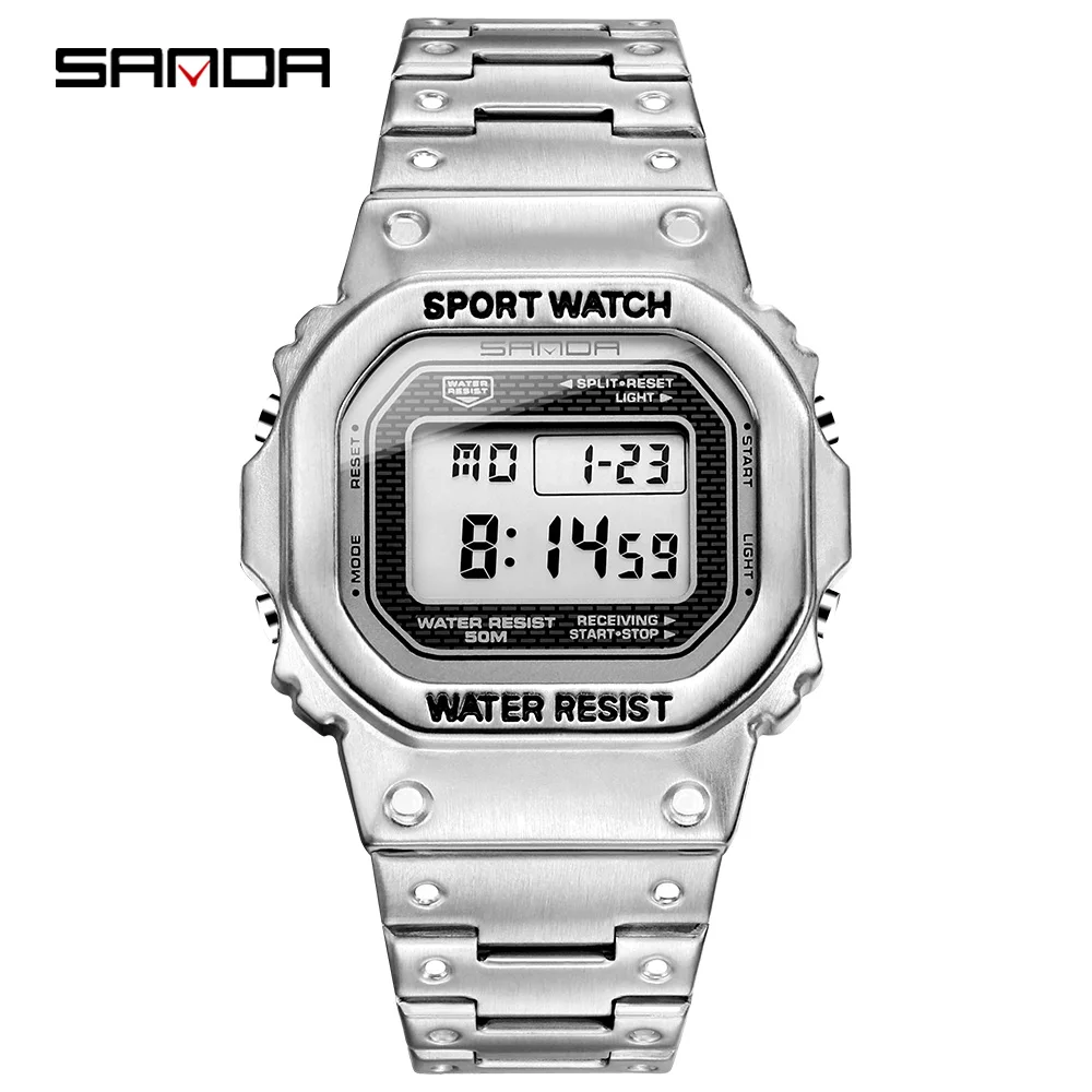 SANDA мужские часы Топ бренд класса люкс светодиодный цифровые часы мужские модные водонепроницаемые спортивные часы мужские часы Relogio Masculino