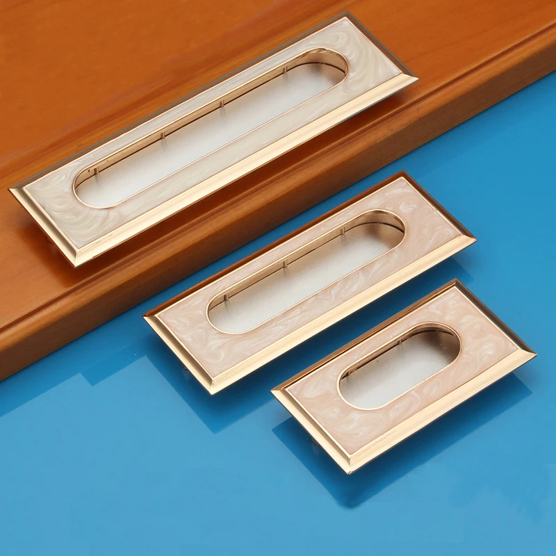 

Hole Pitch CC 64/96/128mm Zinc Alloy White Jade hidden handle modern handle Kitchen Furniture Handle bedroom drawer handle