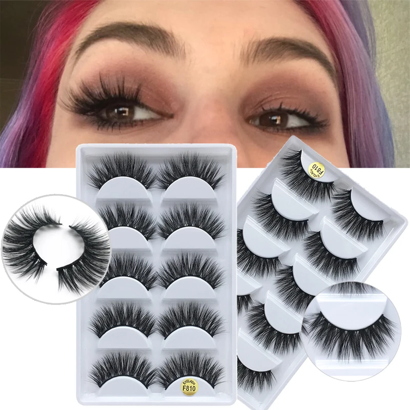 

5 Pairs 3D Mink Hair Natural Cross False Eyelashes Long Messy Makeup Fake Eye Lashes Extension Make Up Beauty Tools maquiagem