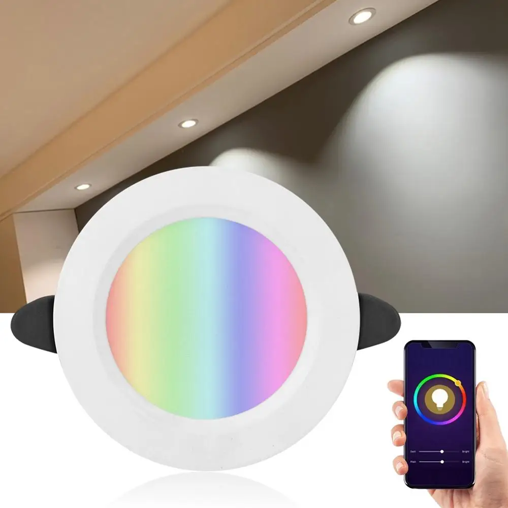 

AC 85-265V 7-9cm RGB+W LED Ceiling Light 7W Smartphone Controlled Wi-Fi Smart Light