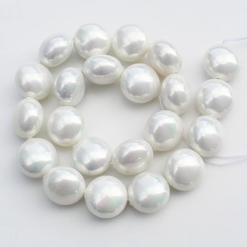 

13x18mm White Shell pearl Oblate Loose Beads 16"/22pcs,For DIY Jewelry Making ! We provide mixed wholesale for all items !