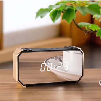 

Multifunction LED Mirror Alarm Snooze Table Clock Wake Up Digital Snooze Display Time USB Charging Time Temperature Display Home