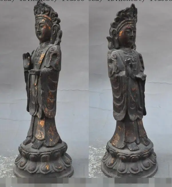 

S6560 old chinese buddhism joss pure Bronze kwanyin guanyin bodhisattva buddha statue D0318