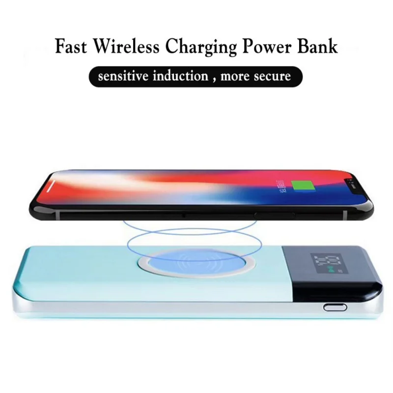 Новинка 2019 Qi Беспроводное зарядное устройство 20000 мАч 2USB LED CLD портативное быстрое