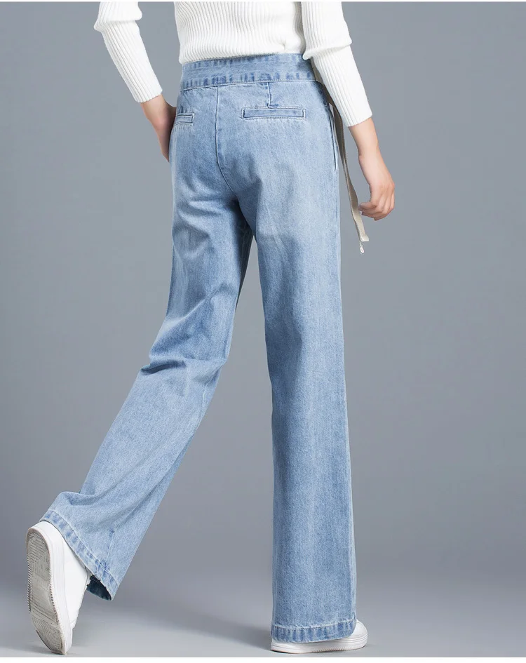 WQJGR модные джинсы с высокой талией для женщин новые широкие брюки для девочек индивидуальный талии декоративные модные Брестед