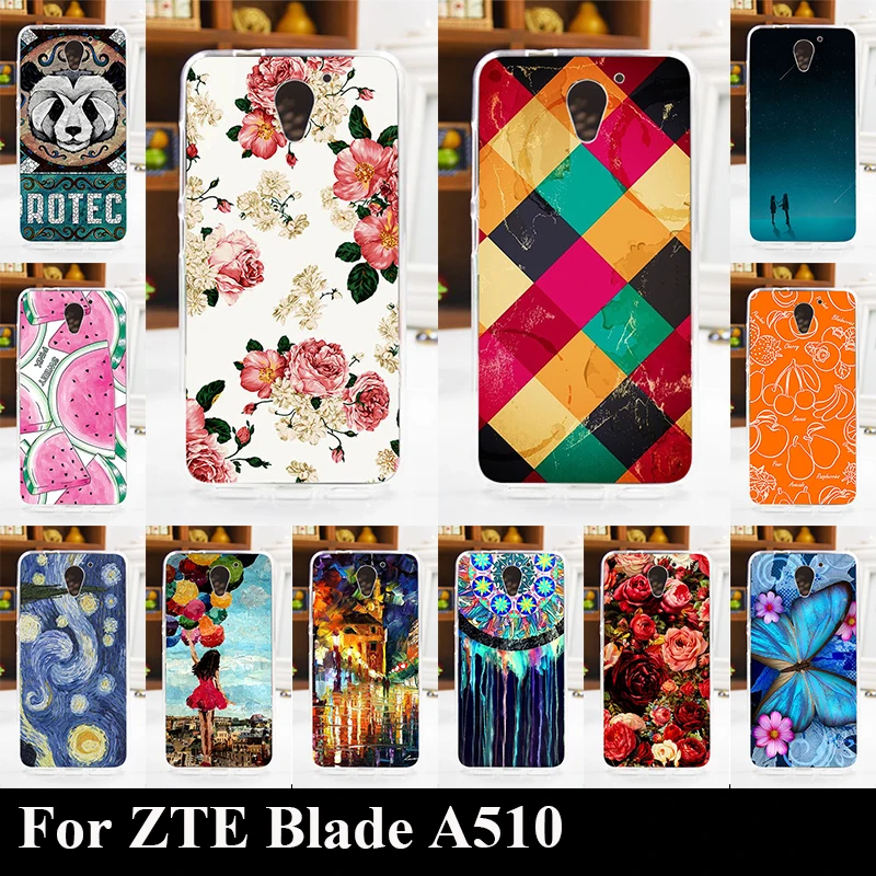 Soft Silicone TPU Case For ZTE Blade A510 Colorful Printing Drawing Transparent Plastic Phone Cover  mobile Phone Cases