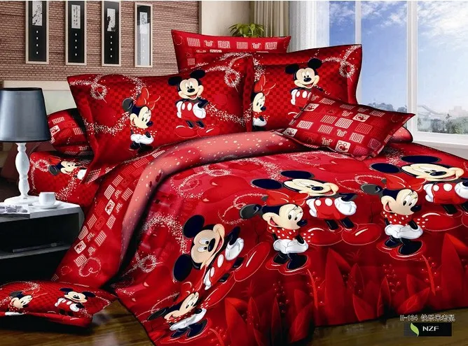 Matron slipper distillation Red Mickey Minnie Mouse Bedding Sets Disney Cartoon Bedspread Cotton Bed  Duvet Covers Children's Girls Bedroom Decor Queen King - Bedding Set -  AliExpress