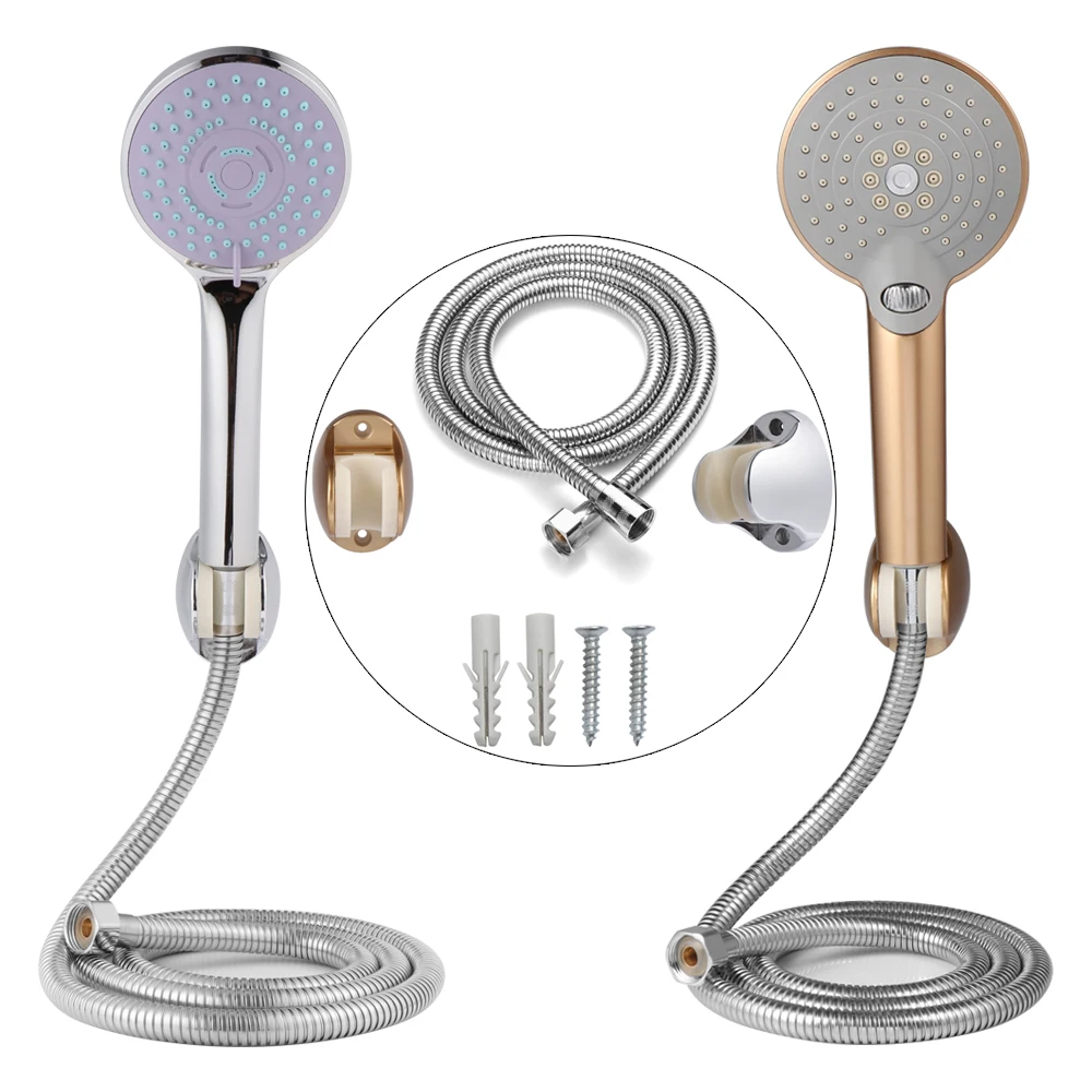 

5 Mode Handheld Bathroom Water Saving Rainfall Shower Hose Holder Function Chrome Anti-limescale Shower Head Set