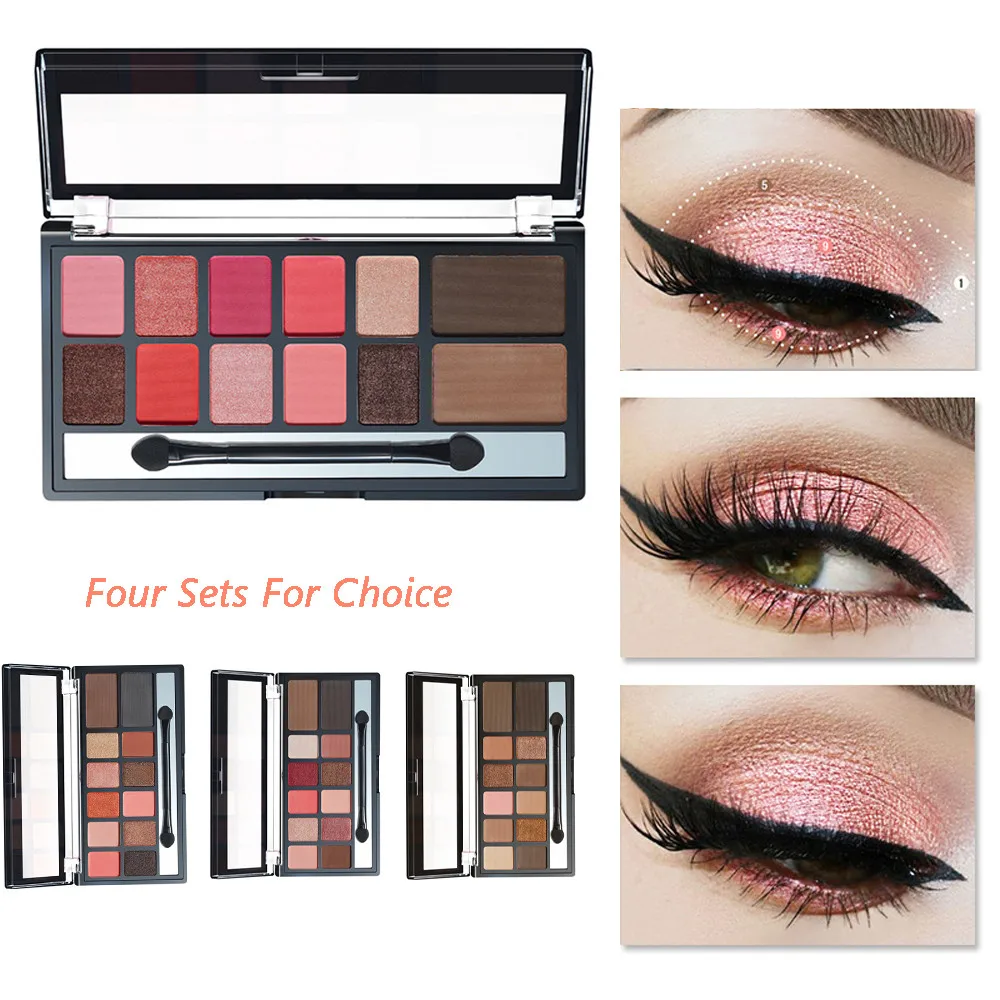 

12 Colors Cosmetic Eyeshadow Cream Eye Shadow Palette Set+Brush 5.20DJL
