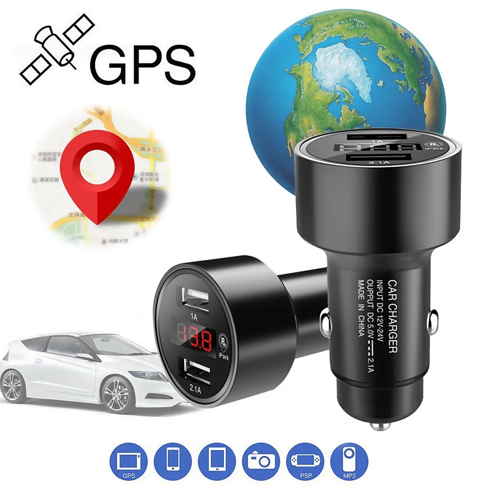 Автомобильный двойной USB зарядное устройство Автомобильный gps трекер локатор в режиме реального времени отслеживание детектор устройства вольтметр gps Мини мобильное приложение отслеживание