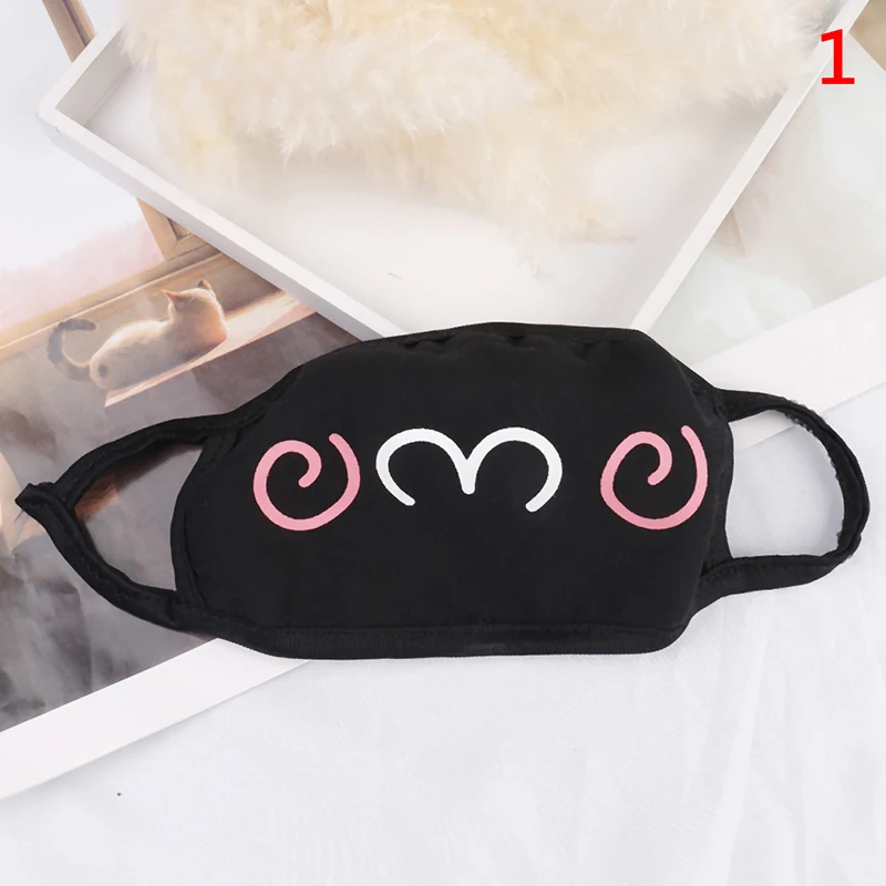 1PCS Anime Cotton Dustproof Mouth Face Mask Unisex Korean Kpop Black Bear Cycling Anti-Dust Cotton Facial Protective Cover Masks