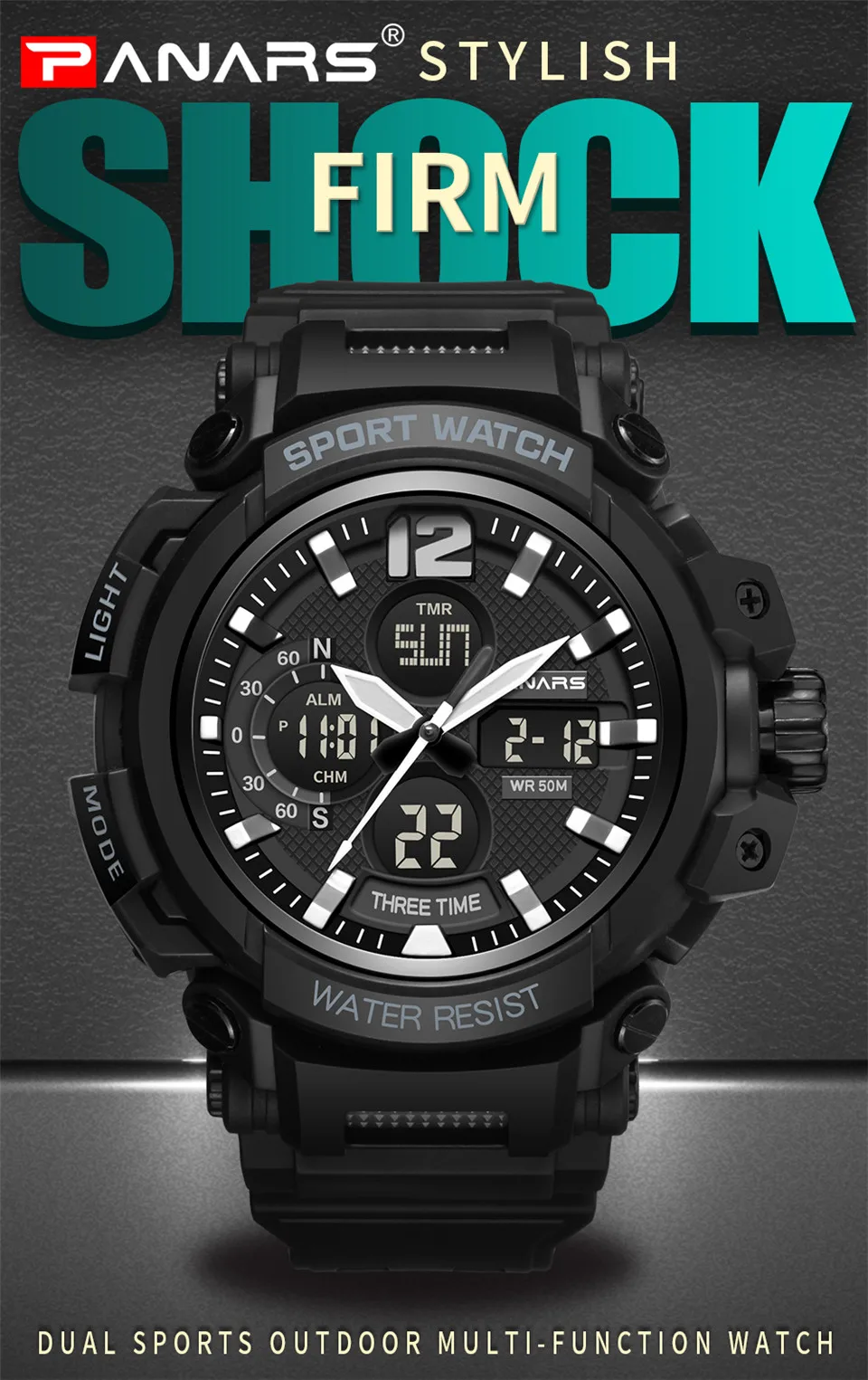 Men Outdoor Sport Digital Fashion Watches Top Brand Male Multifunction Water Resistant Watch Alarm Chronograph Relogio Masculino 1