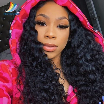 

Sevengirls Glueless Deep Wave Virgin Human Hair Wigs Brazilian Wet And Wavy Natural Color Full Lace Wigs 8-30 Inch Free Shipping